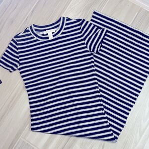 Forever 21 Rib Knit Nautical Short Sleeve Dress Long Medium